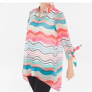 Chico's bold stripes colorful semi-sheer vacation summery top size Chico's 3 -XL
